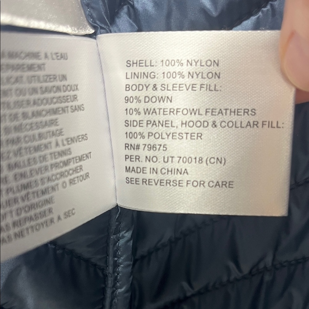 Michael Kors Packable Down Long Puffer Coat in Chevron Quilted Blue/Gray Size M - Picture 7 of 8